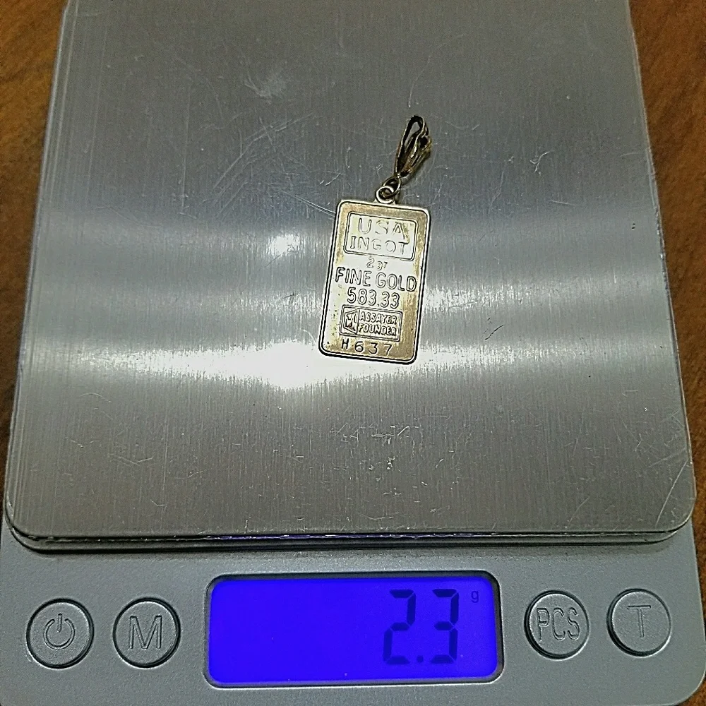 14kt Yellow Gold USA 2 Gram Ingot Pendant - Picture 4 of 8